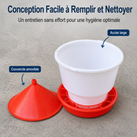 Automatic Chicken Feeder, Pest-Proof Poultry Seed Dispenser, Red and White Waterproof Lid