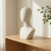 Cloth-coveredCovered Headwear Display Form Linen-Look Hairpiece Head Stand Neutral Hairpiece Stand Sturdy for Boutiques, Stylists, Studios, Home Organization