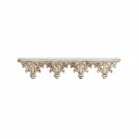 Carved Display Shelf Distressed White Finish French Decorative Wall Shelf Wood Construction for Photo Backdrop