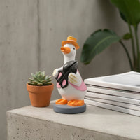 Resin Duck Statue with Hat Hand-Painted Garden Duck Statue Outdoor Whimsical for Homeowners, Courtyard