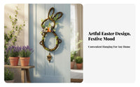Colorful Eggs Easter rabbit Wreath Festive Atmosphere Pverdant rabbit and Ears Set Cute Cartoon Design Door decoration Welcome Sign for children, Parents, Homeowners