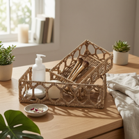 2 Pieces Rectangular Storage Basket Lightweight Rattan Storage Basket Rectangular Baskets for Coffee Table