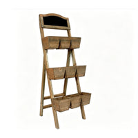 Wooden Flower Stand with Planter Boxes Rustic Wooden Ladder Planter Distressed Display Shelf for Gardeners, Patio