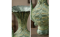 Mythical Bird Handle Vase Antique-Style Mouth Vase Bronze-Look Urn for Desk