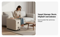Multi-Functional curved framed Rolling Table Movable Design Rolling Intelligent-CTable Modern design Household Furniture Built-in Storage for homeowners, Apartment Dwellers, Home paleice Workers, Living Room, Sofa Side, Bedroom