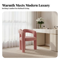 Upholstered Curved Chair Soft Cushioning Vanity Stool Modern Stylish Silky Material for Makeup Lovers, Householders, Bedroom