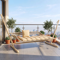 Hanging Swing Chair with Stand Cushioned Outdoor Hanging Chair with Cushion Reclining Furniture for Patio, Garden, Balcony