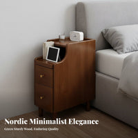 Space-Saving Narrow Storage Cabinet Modern Design Slim 2-Drawer End Table Minimalist aesthetic Nightstand Multi-Purpose for Apartment Dwellers, Students, Homeowners, Bedroom, Small Spaces, Dorm Room, Entryway