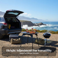 Foldable Design Adjustable Height Camp Table Lightweight Camping Equipment Compact Portable Furniture Quick Setup for Outdoor Enthusiasts, Road Trippers, Picnic, Barbecue, Tailgating, Beach