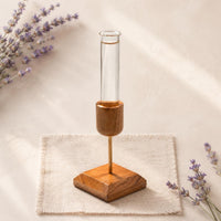Desktop Glass Test Tube Vase Vertical Design Wood and Glass Vase Compact Size Home Decor