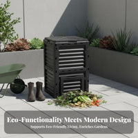 300L Garden Composter Weather Resistant Large Compost Bin Outdoor Compost Bin Ventilated Design Garden Composter for Homeowners