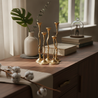 Candlestick Holder with Four Cups Tall Sculptural Candlestick Holder for Mantel