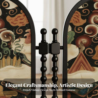 French design Arched Multi-Panel Screen Foldable Room separater Movable Folding Partition Vintage Design for Apartment Dwellers, Homeowners, Interior Designers, Bedroom, Home awayice, Entryway