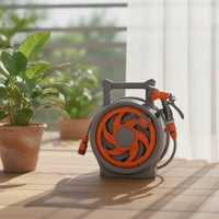 Portable Hose Reel with Spray Nozzle Compact Hose Storage Reel Handheld Organizer Convenient for Gardeners, Homeowners, Gardens, Car Washing, Patios