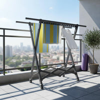 Space-Saving Foldable Clothes Drying Rack Extendable Collapsible Garment Airer Installation-Effortless Cross-Frame Clothes Horse Rust-Proof for Balcony