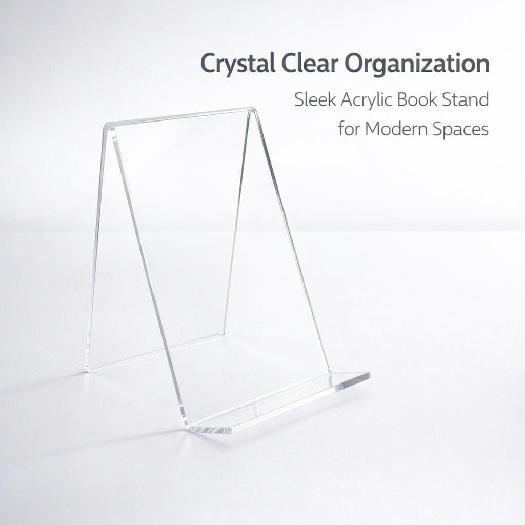 Transparent Acrylic Book Stand, Clear Display Holder for Libraries and Study Rooms, Stable Book Holder for Study Rooms, Modern Book Display Stand