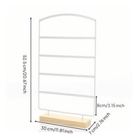 4-Tier Earring Display Stand Minimalist Earring Holder Organized Jewelry Display Rack with Wood Base Space-Saving for Boutiques, Dresser