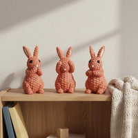 3 Pieces See Hear Speak No Evil Bunnies Gentle and Soothing Resin Basketweave Bunny Set Home Decor Animal Figurine for Children, Nursery, Desktop