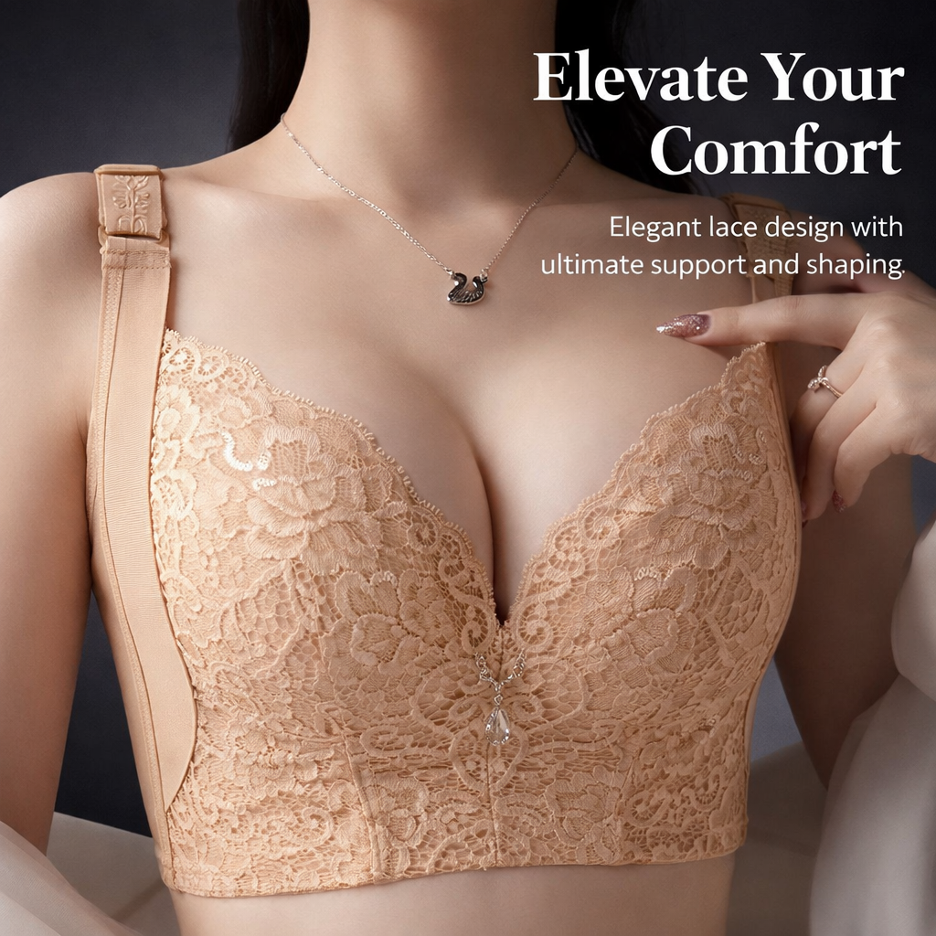 Women's Bras Full Coverage Minimizer with Lace Underwire for Plus Size Support, Lined Molded Cups for Daily Wear, Adjustable Hook