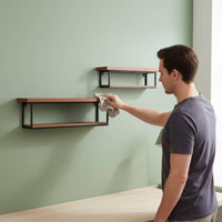 Wall-Mounted Metal Brackets Space-Saving Wall Shelves with Metal Brackets Sturdy for Entryway