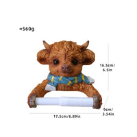 Decorative & Functional Highland Cow Toilet Paper Holder Funny & Whimsical Creature Toilet Paper Holder Unique Conversation Starter Cute Cow Bathroom Decor Multi-Purpose for Children, Powder Room, Kitchen