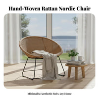 4 Pieces Handwoven Design 4-Piece Woven Sofa and Chair Set Nordic aesthetic Outdoor Furnishing Weather-Resistant Garden Lounge Group Plush pads for Entertainers, Families, Homeowners, Patio, Sunroom, Terrace, rearyard