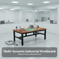 Double Layer Assembly Firm Table and Solid Construction Heavy Duty Packing Desk Wear-Resistant 2-Tier Workbench for Technicians, Factory, Lab