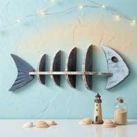 fishes skeleton Wall Shelf Nautical Wooden fishes skeleton Wall Decor Decorative fishes Shaped Shelf for Bedroom