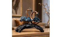 Swan Figurine with Curved Base Elegant Gilded Waterfowl Decor Carved Ornament for Homeowners, Entryway, Wedding, Housewarming