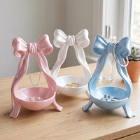 Bowknot Jewelry Display Stand for Necklaces, Rings, and Earrings - Desktop Organizer for Dressing Table