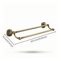 Double Towel Bar Antique Bronze Towel Rack with Decorative Base Strong for Washroom