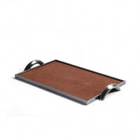 Leather Tray with Metal Frame Decorative Rectangular Tray with Handles Contemporary for Tabletop