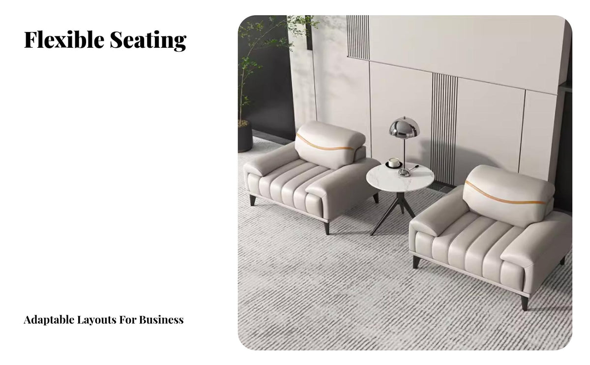 Minimalist Design 3-Piece Sofa and Table Group Professional Aesthetic Multi-Person Lobby Couch long-lasting Upholstery Reception Seating Plush Cushioning for Corporate Buyers, Business Owners, Office Managers, Waiting Room