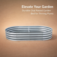 Galvanized Raised Garden Bed Oval Metal Planter Box for Vegetables, Large Outdoor Planter for Home Gardeners, 71x35x12 inch Elevated Vegetable Planter