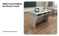 Multi-Functional Classroom Teacher Lectern Long-Lasting Construction Presentation Podium with Storage Modern Simple Design Reception Host Stand Spacious Desktop for Presenters, Receptionists, Auditorium, Lecture Hall, Conference Room, Away Ice