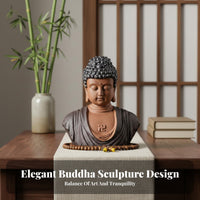 Spiritual Accent Shakyamuni Buddha Bust Traditional Craftsmanship Ceramic Buddha Head Calming Atmosphere Zen Design Figurine Elegant Design for Meditation Practitioners, Meditators, Mindful Movement Enthusiasts, Altar, Living Room, Office
