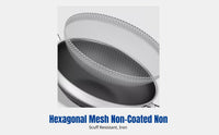 Hexagonal Wok, 316 Stainless Steel, No Coating, Ideal for Home Cooking