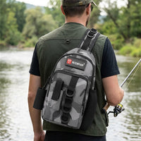 Fishing Bag Tackle Bag Bass Fishing Shoulder Bag Waterproof Oxford 18x8x30cm With Rod Holder