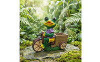 Frog Statue with Planter Outdoor Frog Planter Whimsical Ornaments for Gardeners, Patio, Balcony