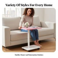 2-Tier Rolling trolley Minimalist and design End Table Space-Saving for Bedroom, Balcony