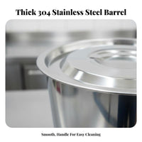 Stainless Steel Bucket with Lid Extra Thick Large Capacity Soup Barrel Handleless Utility Pail for Caterers, Home Cooks, Catering