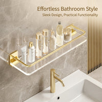 Bathroom Organizers and Storage with Towel Rack, Wall Mounted Aluminum Shelf, Shower Shelves for Home, No Drill Installation