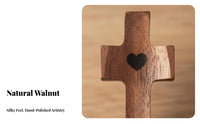 Wooden Holding Cross Handmade Black Walnut Thumb Cross Smooth Finish Religious Item for Christians, Gift Presenters, Home Decor, Portable Accessory