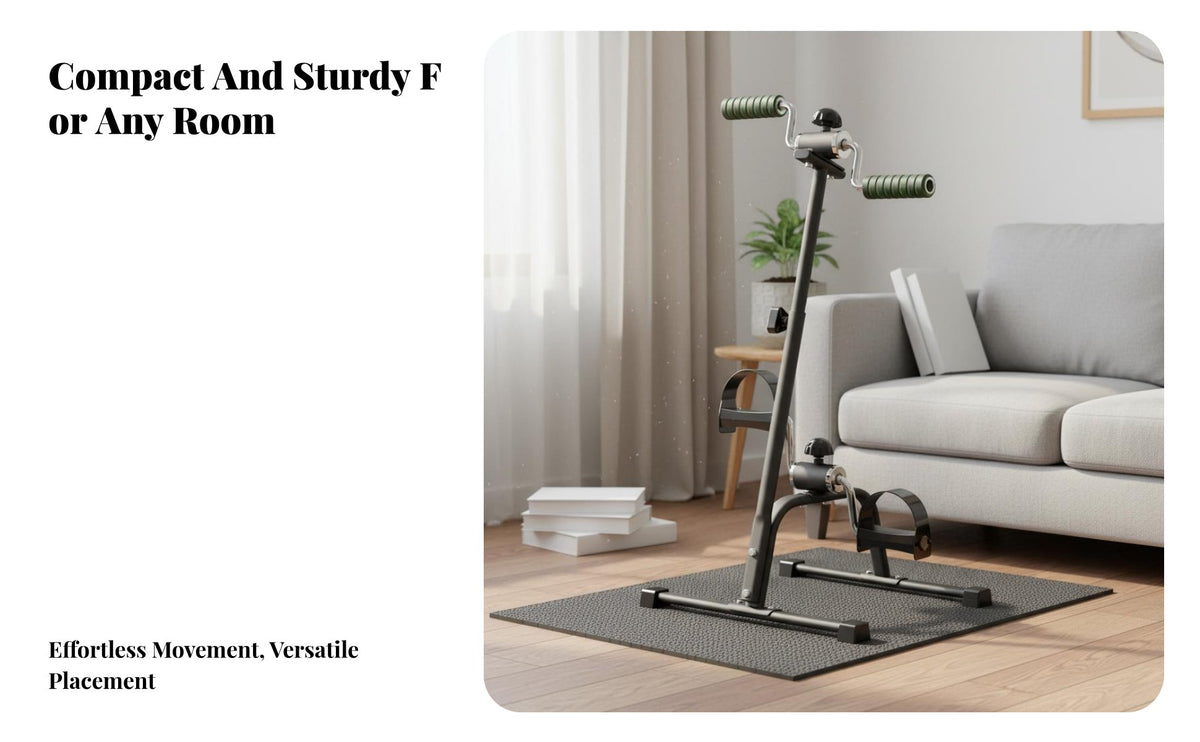 Mini Floor Cycle Compact Design Arm and Leg Non-Slip Base Arm and Leg Peddler for Seniors, Office Workers