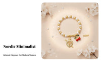MOM Heart Charm Bracelet Family Day Gift Cherry Charm Bracelet Zircon Embedded Fashion Accessory for Women, Daily Wear