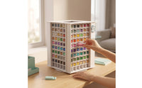 Desktop Bead Jar Holder Space-Saving Rotating Storage Rack Compartmented Storage Rack with Grid Compartments Upright for Hobbyists