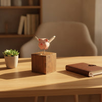 Wooden Soaring Swine Sculpture Solid Wood Mini Wooden Animal Figurine Compact Soaring Swine Statue for Bookshelf