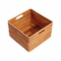 Woven Rattan Basket Multi-Purpose Rectangular Wicker Storage Container