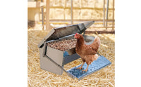 Metal Treadle Fowl Feeder Rodent-Resistant Treadle Chicken Feeder No Waste for Chickens, Backyard