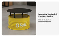 Oil Drum Table and Chair Set Utilitarian Aesthetic Cafe Seating Retro Aesthetic Space-Saving Size for Interior Designers